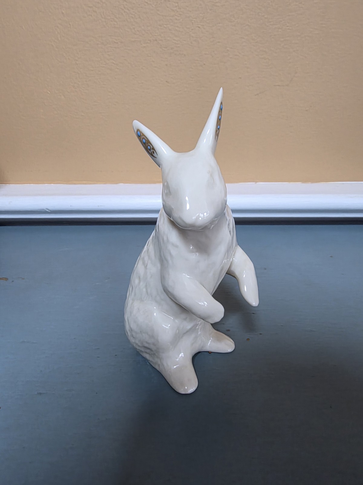 Lenox JEWELS Rabbit Bunny Porcelain China 5.5 inches tall Gold Turquoise Enamel
