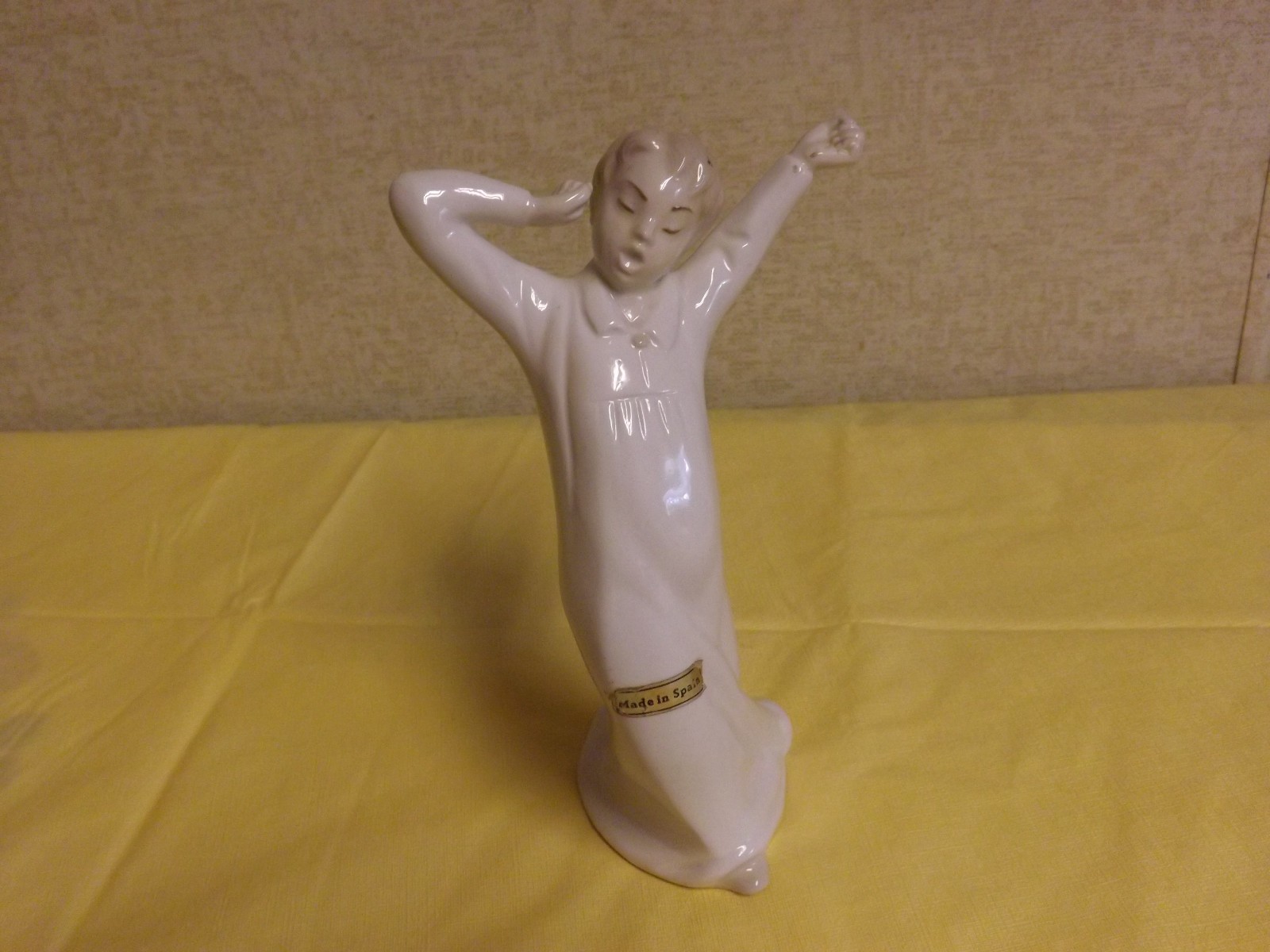 Vintage Boy Stretching Yawning Porcelain Figurine Made in Spain 8.5″ #317/8