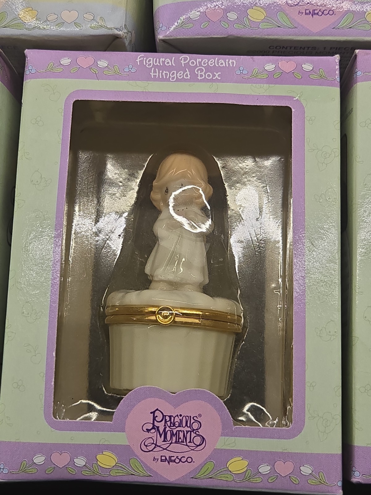 Precious Moments Figural Porcelain Hinged Box’s Lot Of 5