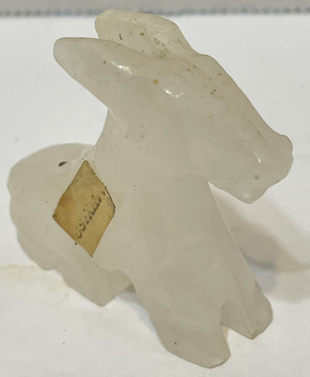 Vintage Hand Carved White Quartz Stone Miniature Donkey Burro Figurine 1.75 in