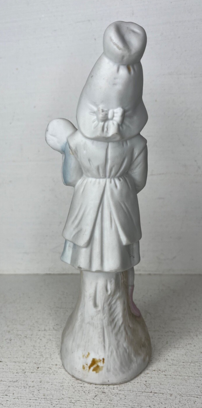 Antique German ? Bisque Porcelain Figurine Girl w/ Doll 9″