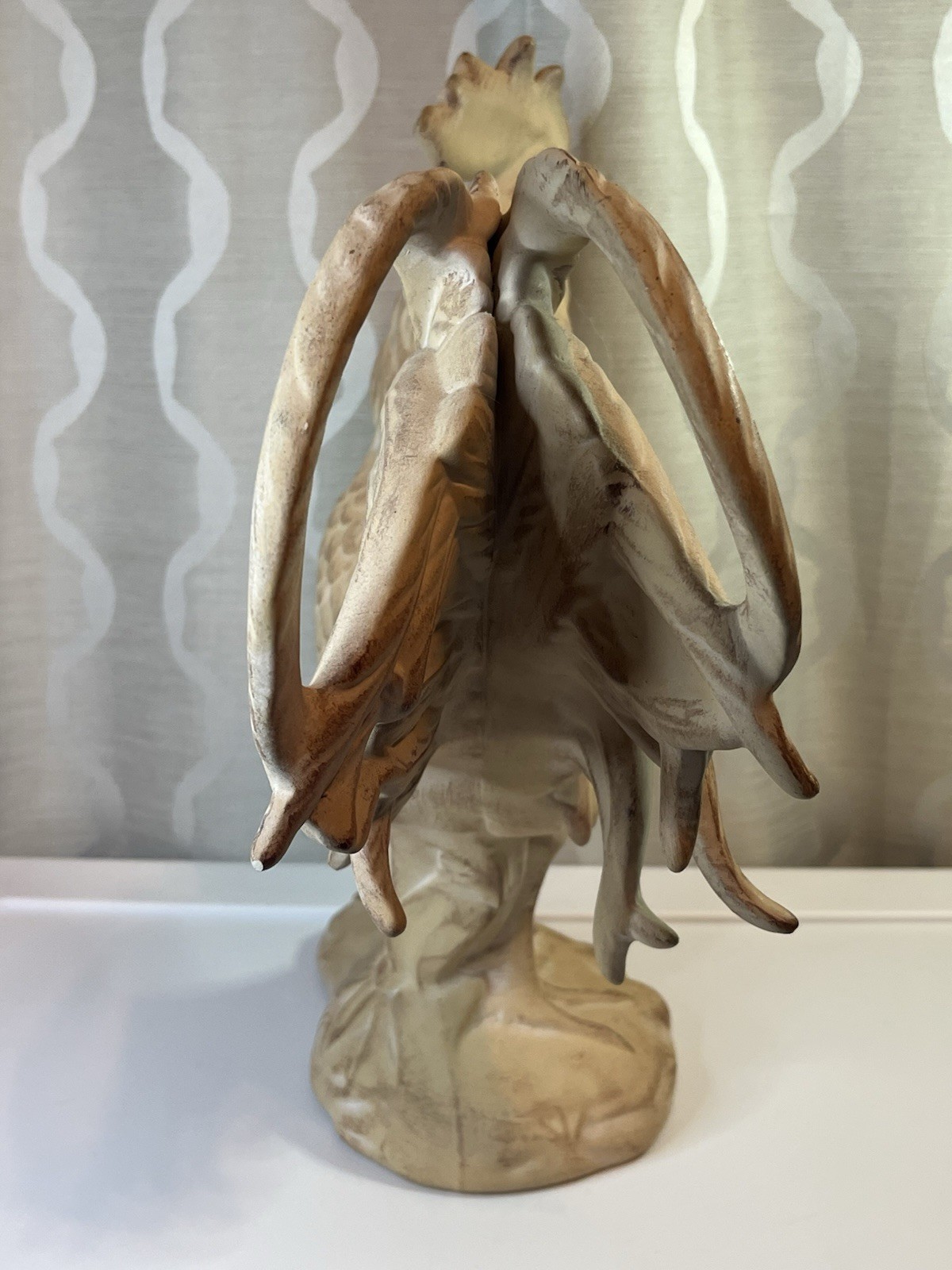 Vintage Atlantic Mold Ceramic Bisque Rooster Figurine Statue Large 15 Inches