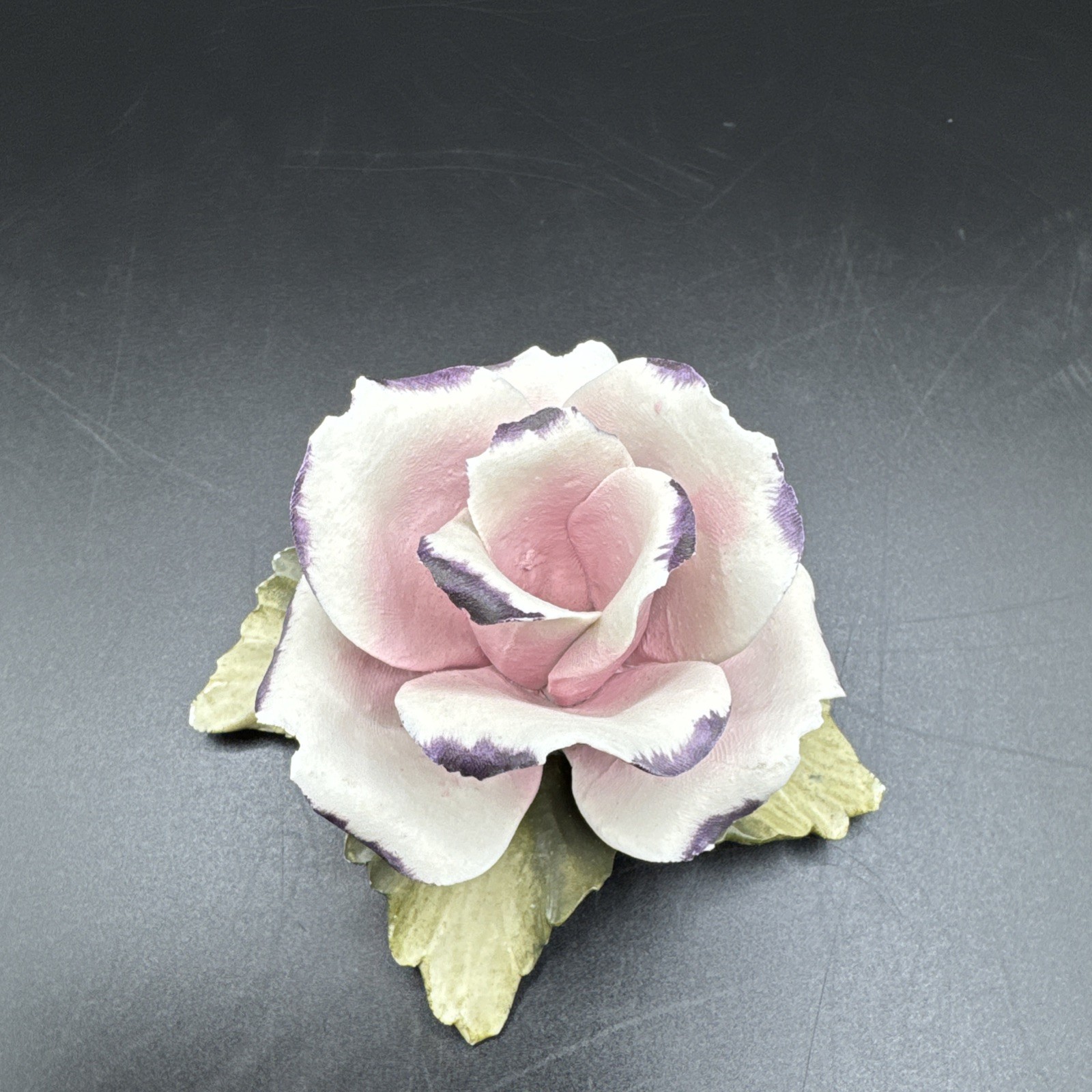 Vintage Capodimonte Porcelain Hand Painted Rose Matte Finish Made in Italy