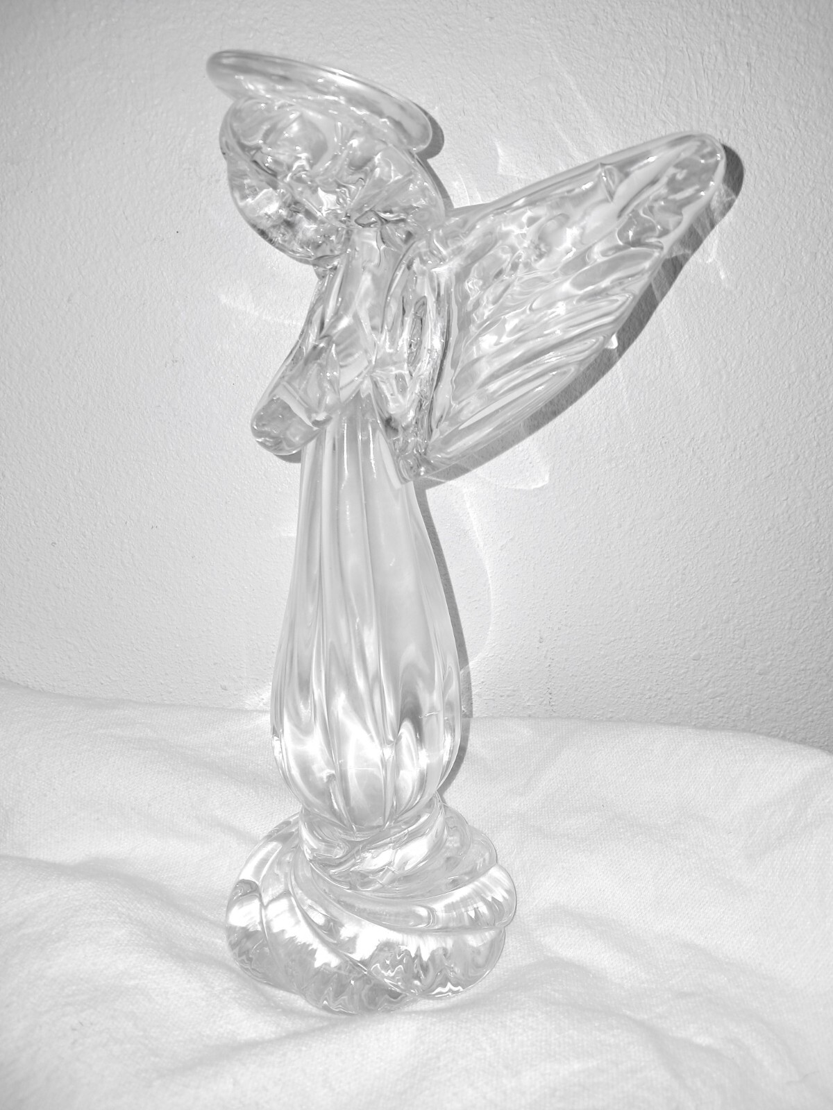 Crystal Angel Figurine Handmade Vintage Signed Art 11″ Clear SOLID HEAVY