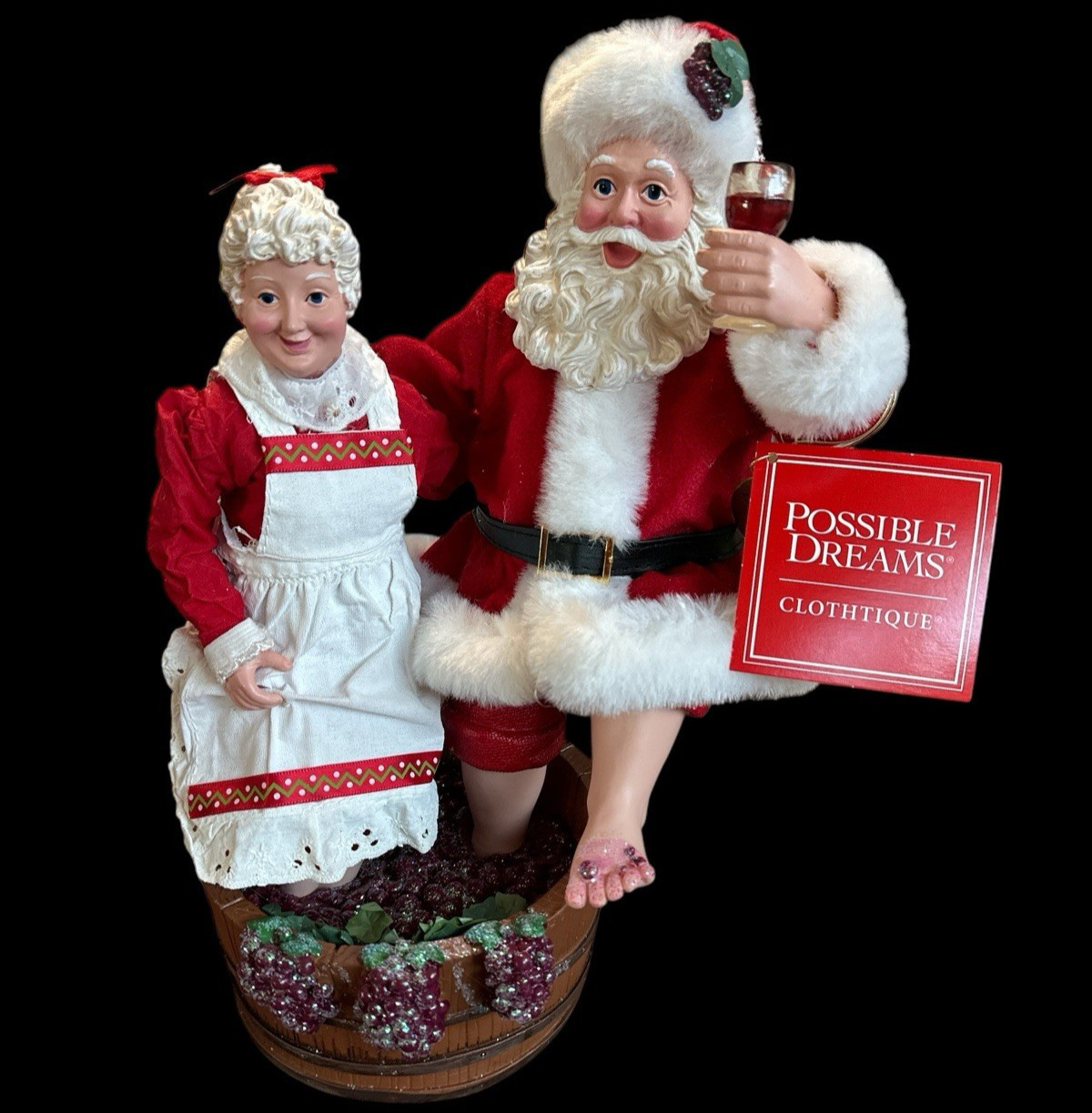 Dept 56 Possible Dreams Santa and Mrs. Claus Christmas Crush Wine Making F…