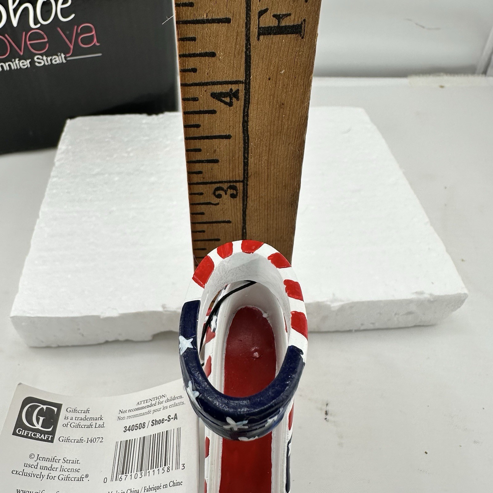 Shoe Love Ya Jennifer Strait Patriotic USA Flag Miniature Shoe Ornament Box