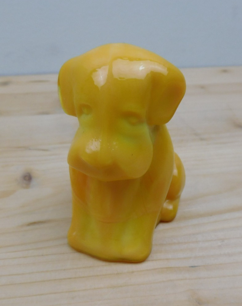 Vintage Degenhart Art Glass Pooch the Dog Figurine “Bittersweet” UV Glow