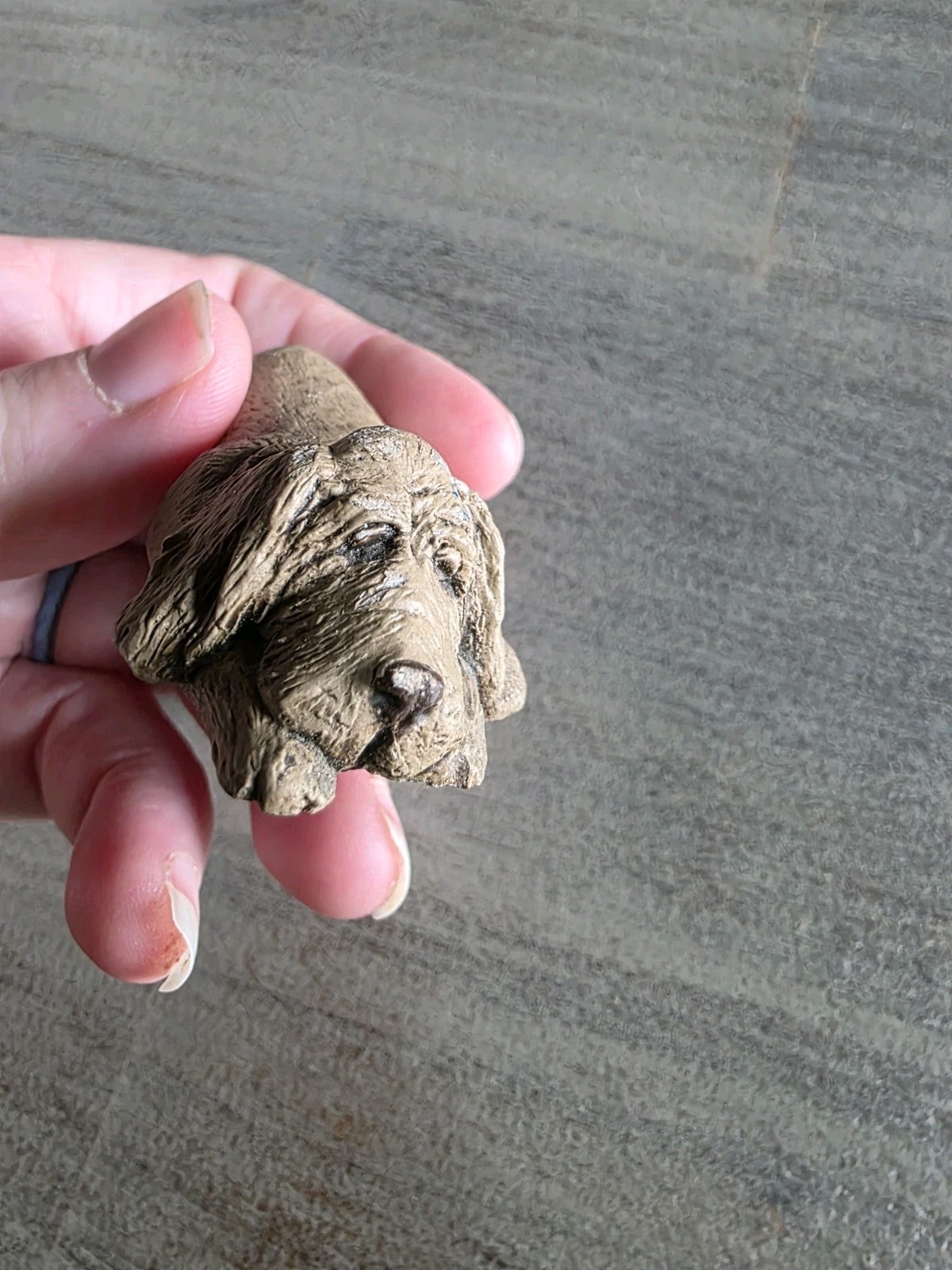 Vintage Small Carved Dog Figurine Unmarked Retro