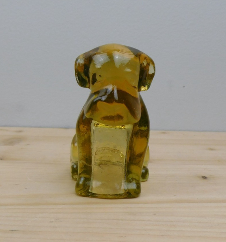 Vintage Degenhart Art Glass Pooch the Dog Figurine #102 “Autumn” Amber