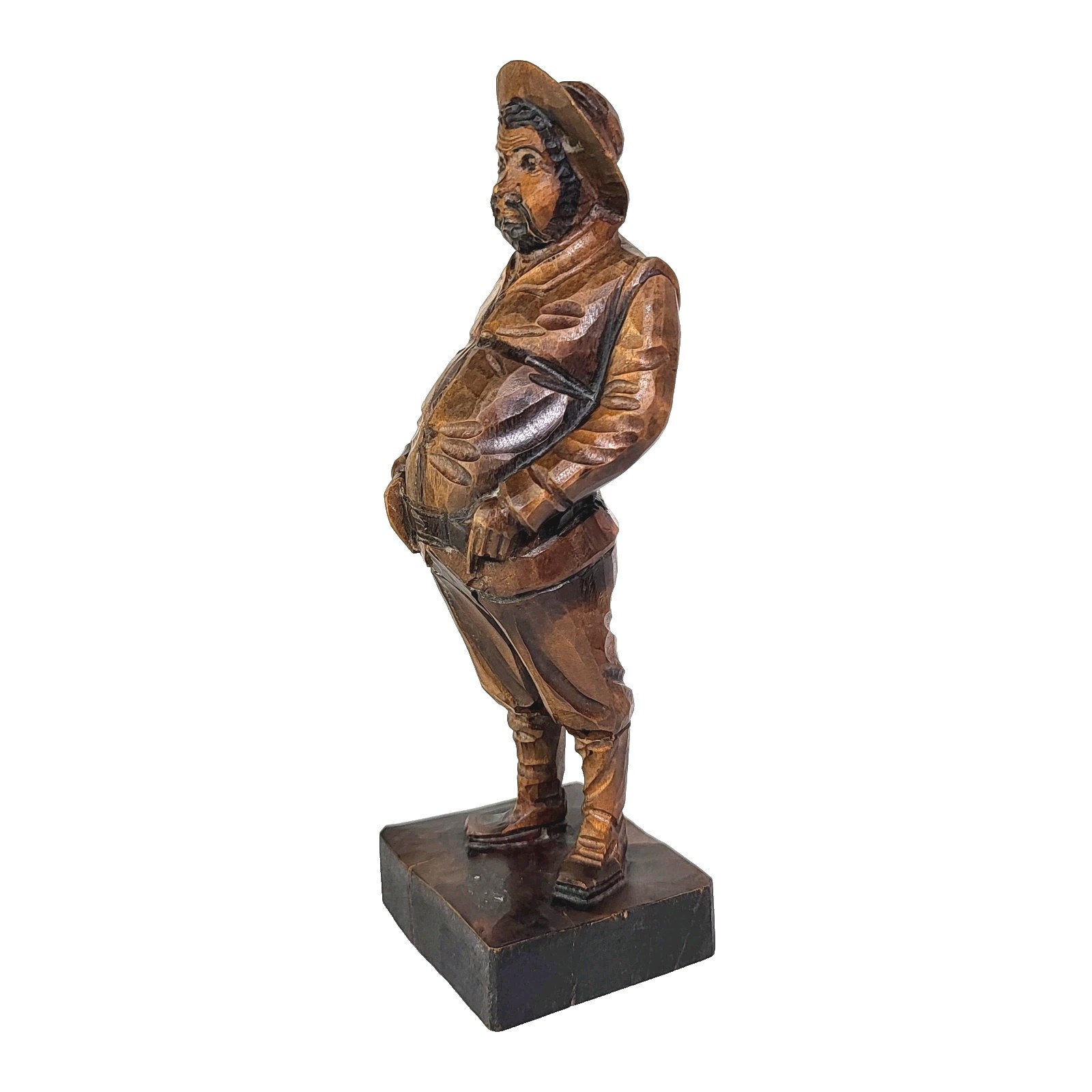 VTG Ouro Artesania Sancho Panza Wooden Hand Carved Figurine Spain 7 7/8″