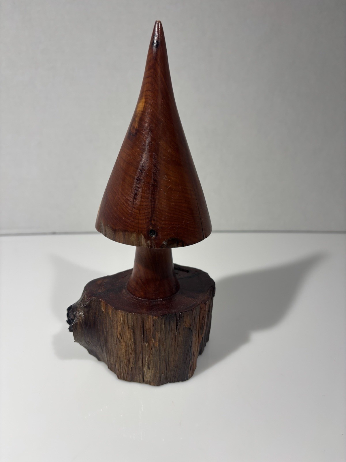 Vintage Unique Hand Carved Wood Mushroom Figurine Sculpture 8.5 Inches Tall