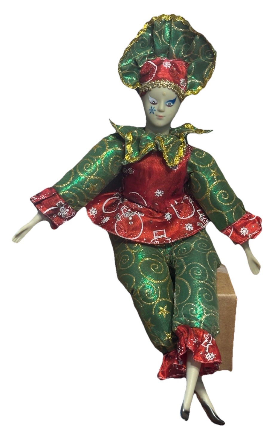 17” Sugar Loaf Vintage Harlequin Jester Doll (H)