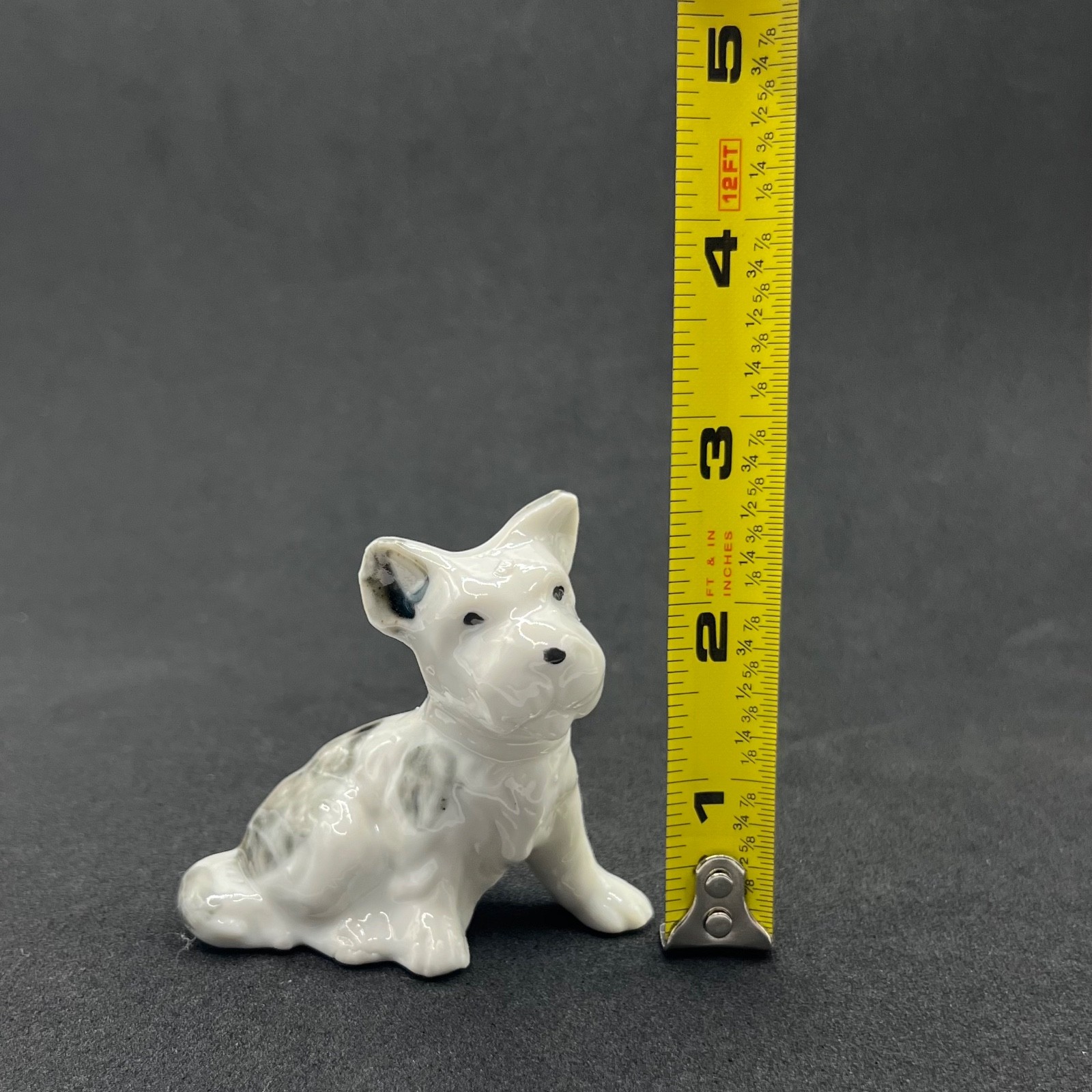 Scottish Terrier Miniature Porcelain Figurine Vintage Japan White Scottie Dog
