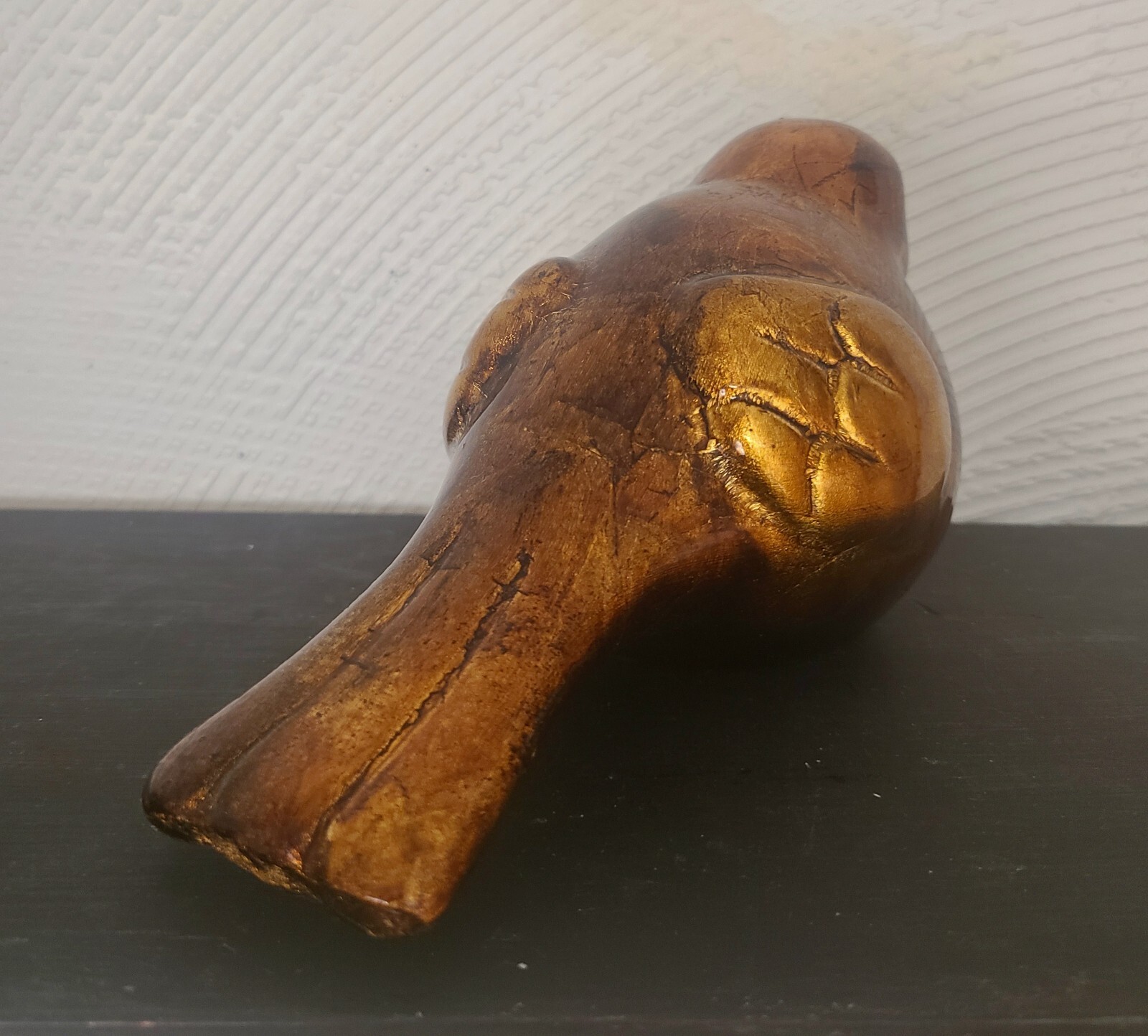 Shiny Metallic Gold/Bronze/Brown Ceramic Bird Figurine Decor 5″ Modern Country