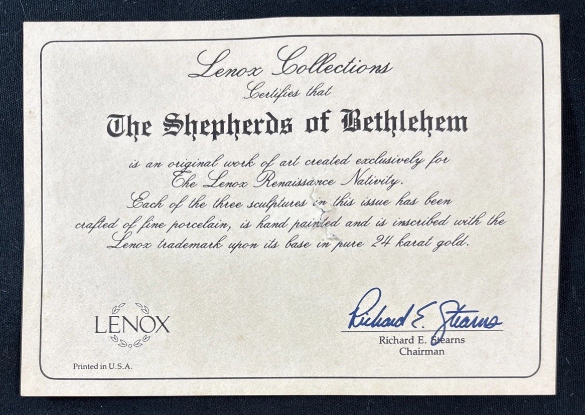 LENOX NATIVITY RENAISSANCE 1991 THE SHEPHERDS OF BETHLEHEM