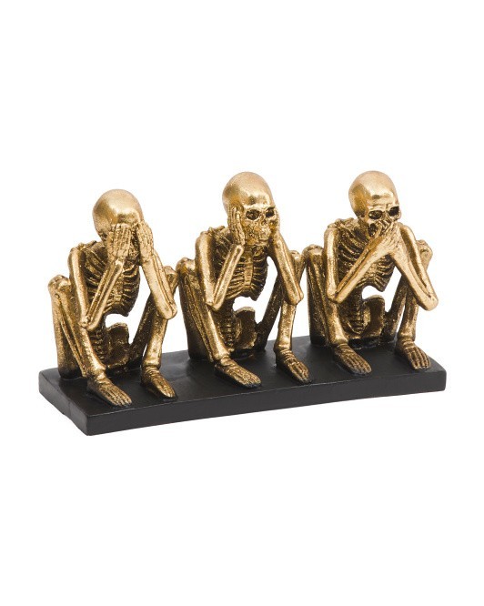 New Martha Stewart Resin Skeleton Trio “See, Hear, Speak No Evil” 12in Halloween