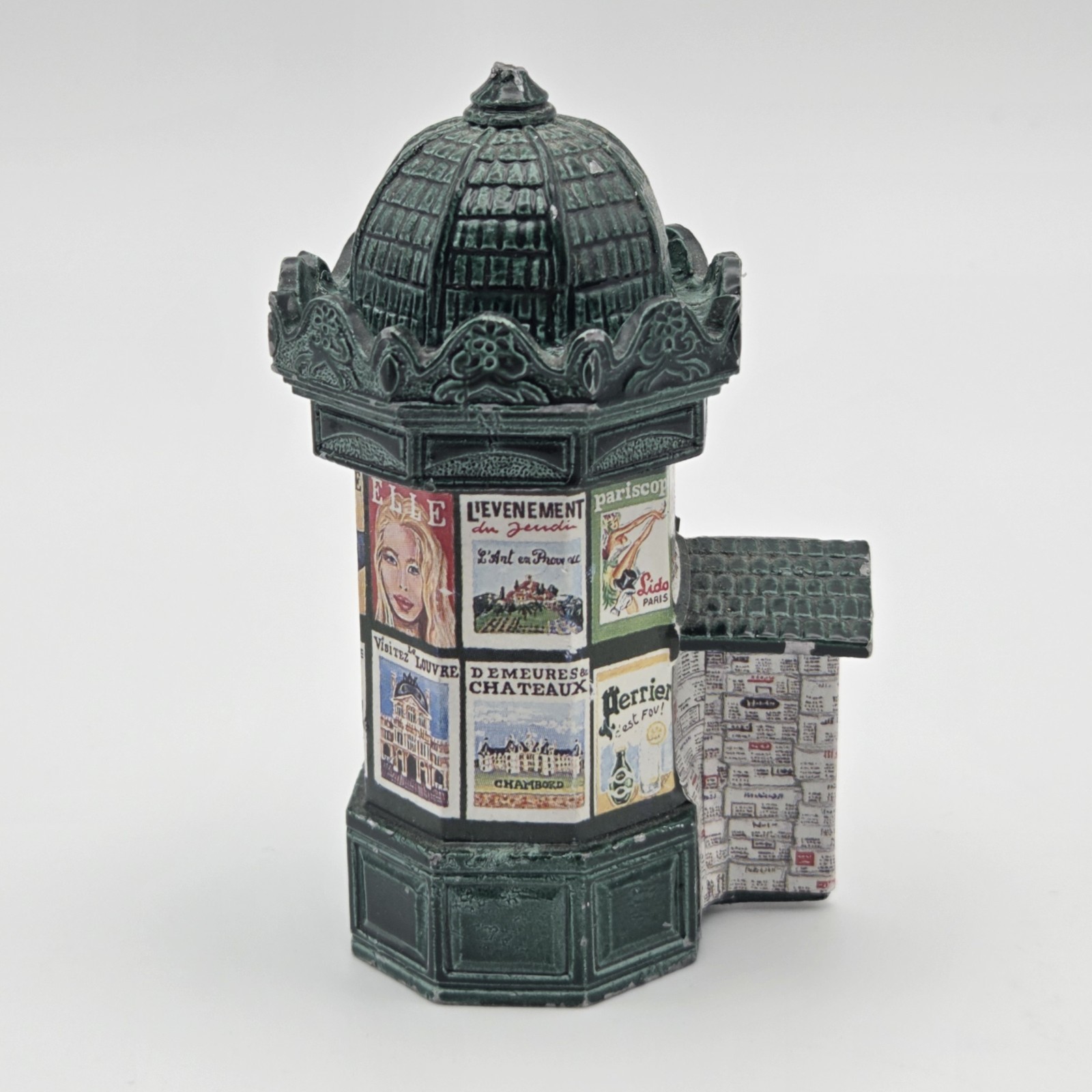 J Carlton Gault French Miniature News Stand Column Advertising Figurine 3 Inches