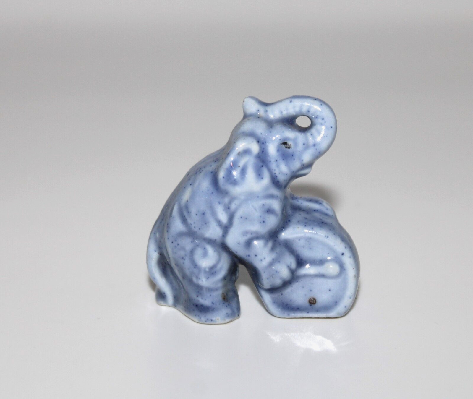 VTG Miniature Blue Elephant Musical Instrument Figurines Seto Japan Ceramic 5 Pc