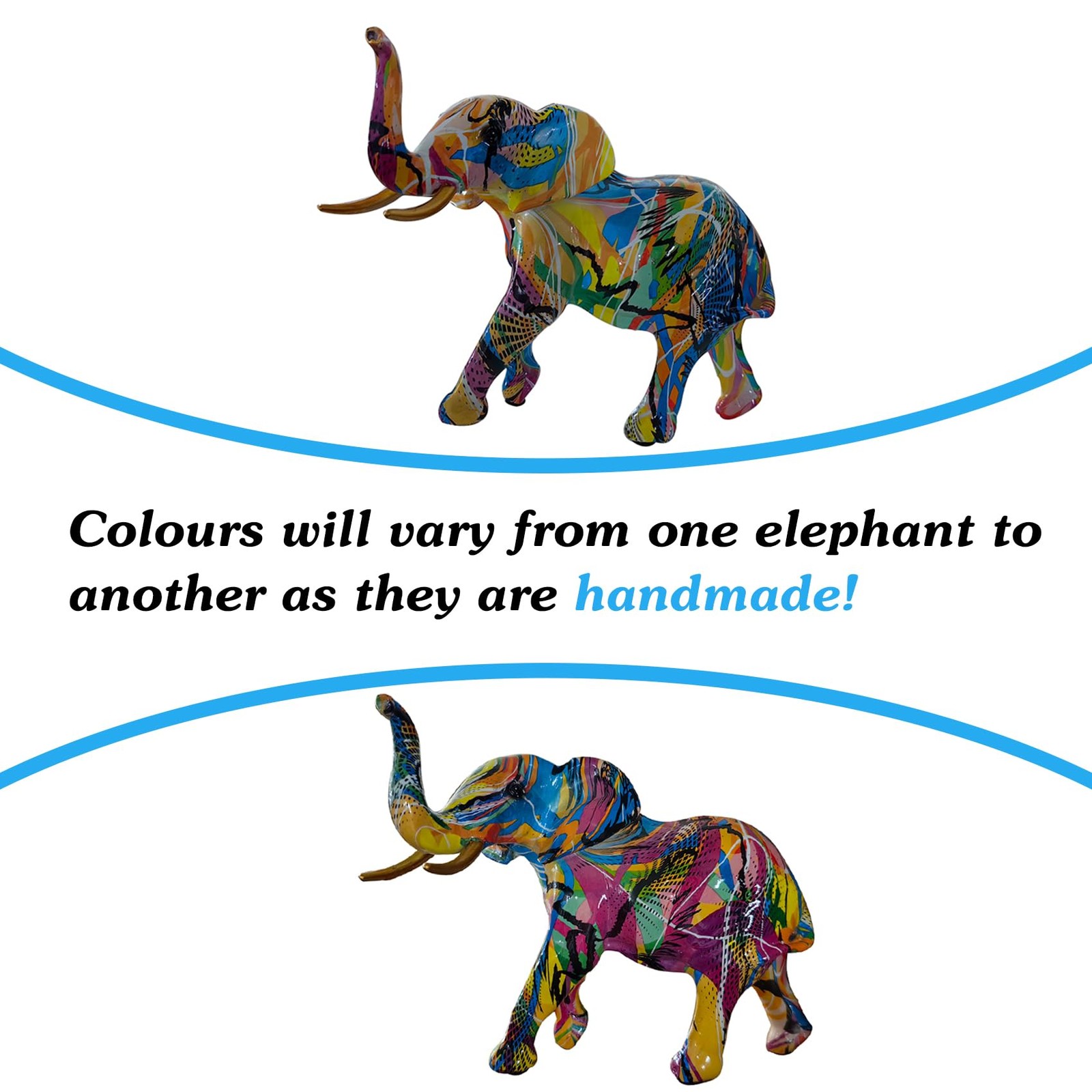7.4 Inch Resin Colorful Elephant Collectible Figurine Home Office Decor