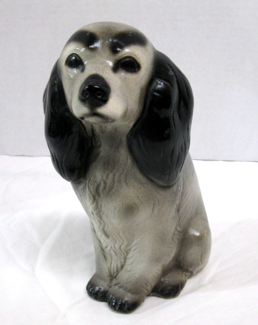 Plaster Spaniel Puppy Dog Figure Statue Sculpture 9″ Tall Vintage