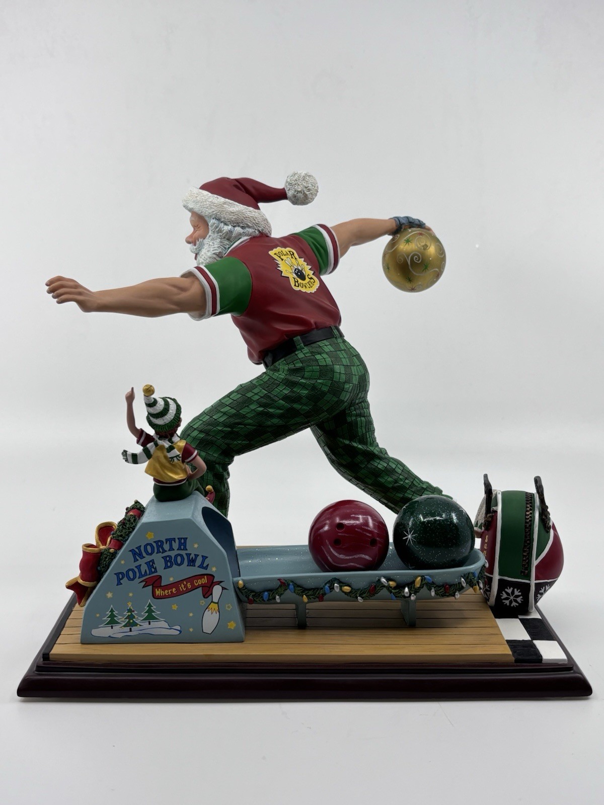 RARE Danbury Mint Bowling Santa Christmas Figurine