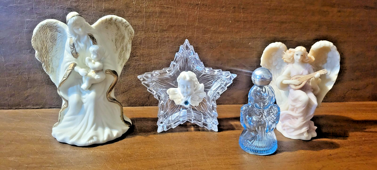 Collectible Angel Figures Figurine Lot Bundle Glass Porcelain Religious Decor