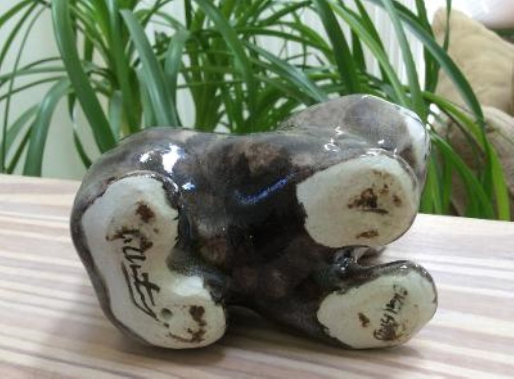 Jenny Winstanley Hand Painted Porcelain Tabby Kitten Cat w Cathedral Glass Eyes!