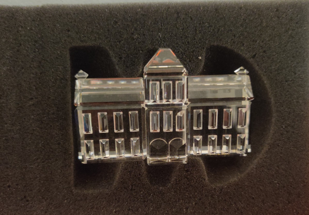 Swarovski Silver Crystal City Town Hall Retired-Imperfect in Original box