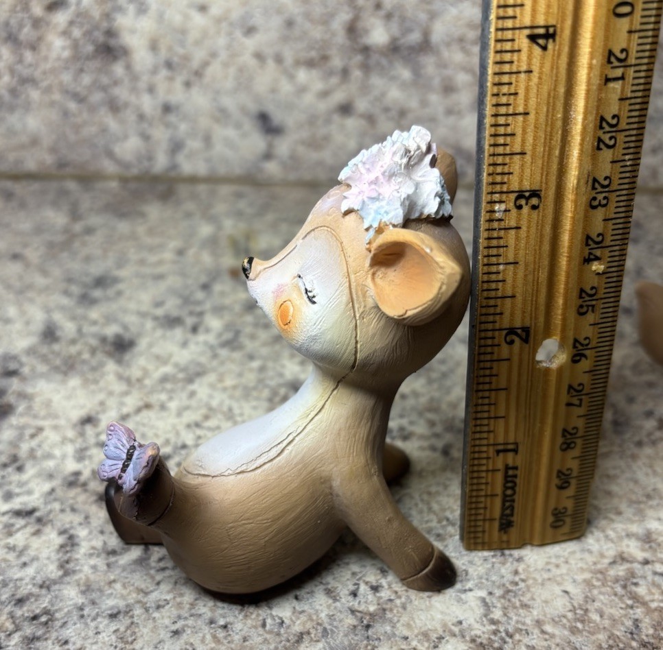 Deer Figurines Woodland Animal Doe Fawn Decor Home Adorable Set Of 3