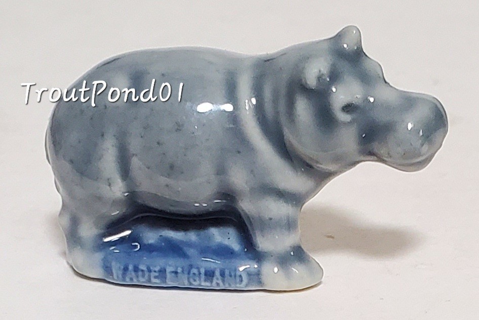Wade Whimsies Hippo Set 1 Set A 1998 Porcelain Figurine Gray Blue “New Whimsies”