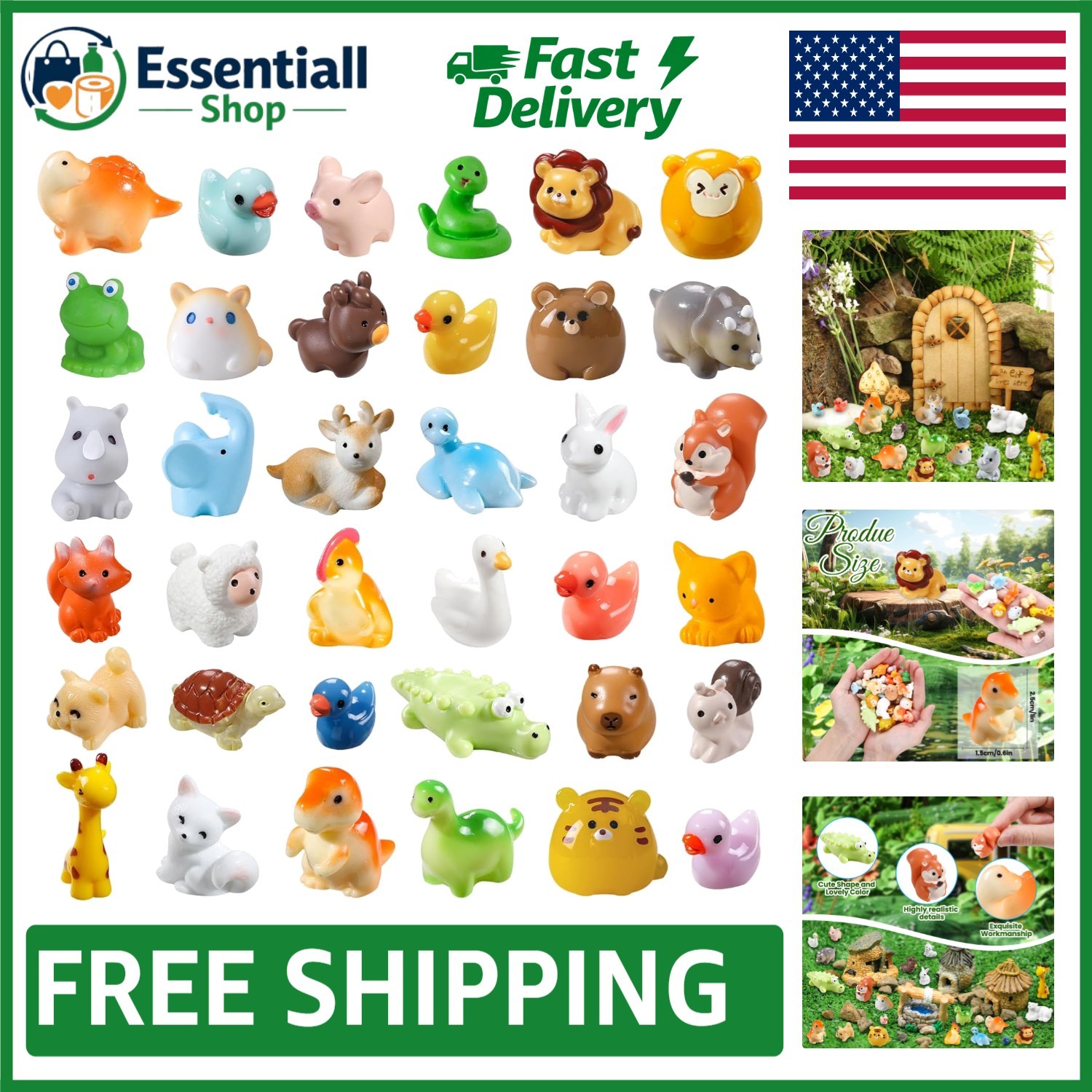 40pcs Miniature Resin Farm Animals – Perfect for Fairy Garden Creations