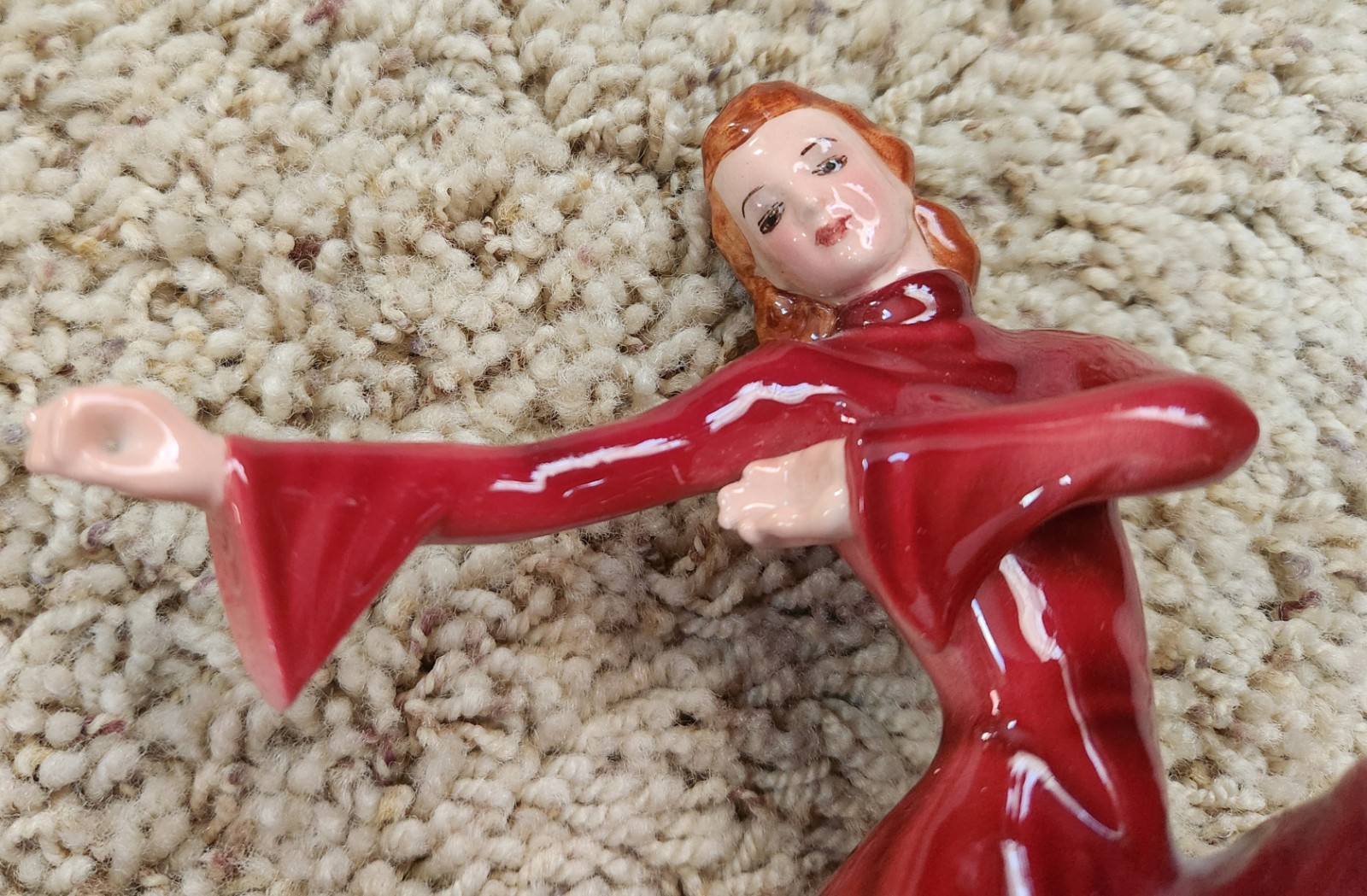 RARE Vintage Keramos Dancing Lady on Oval Base Porcelain Figurine Austria