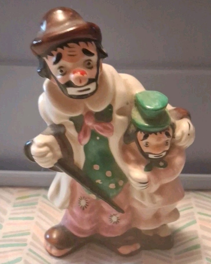 Vintage 1956 Yona Pair of Sad Clowns Figurine Japan 5.5″