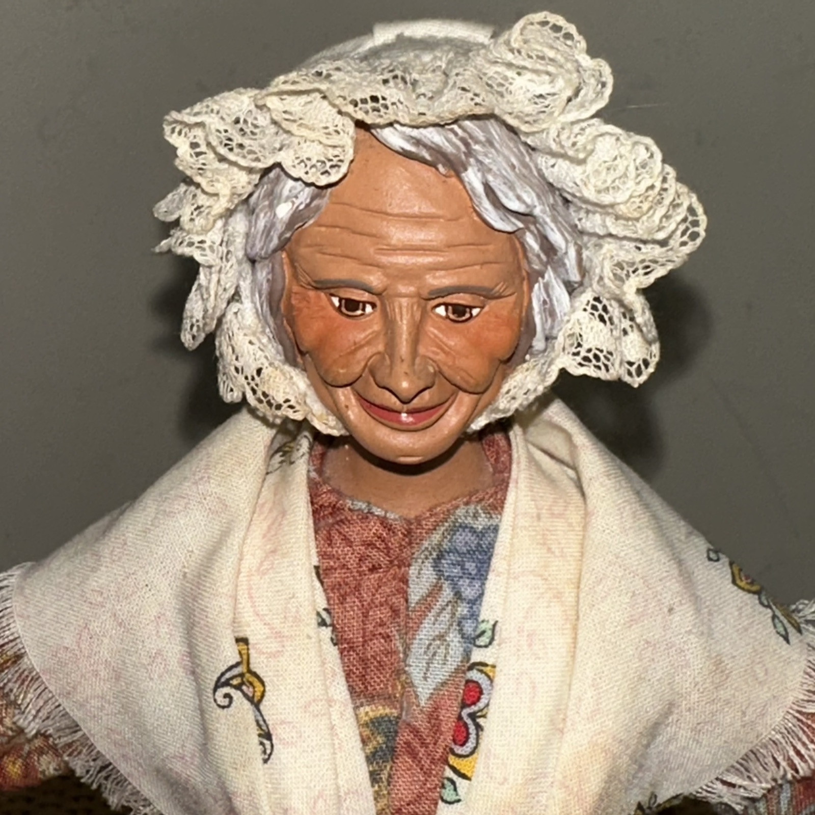 VTG S. Peirano French Folk Art Terra Cotta Clay Woman Figurine Signed 10.3″ Tall