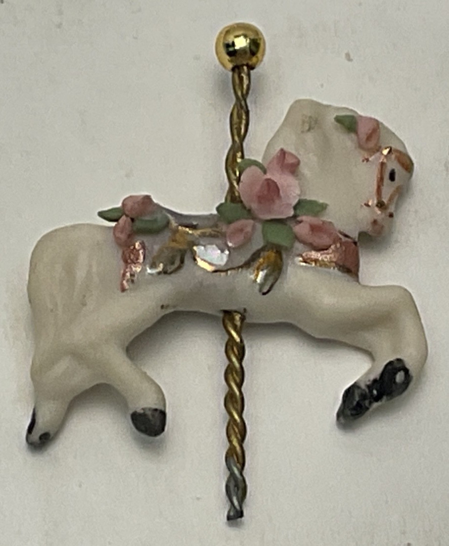 Miniature Collection Metal Chest Mouse Ceramic Carousel Horse Train Air Mail M47