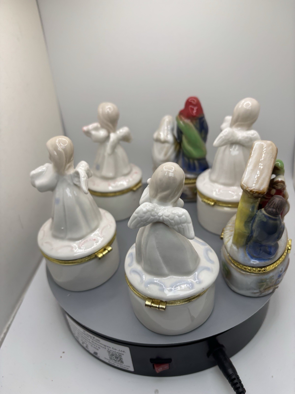 Lot of Porcelain Trinket Boxes Angels Nativity Bird Hinged Decorative Keepsake