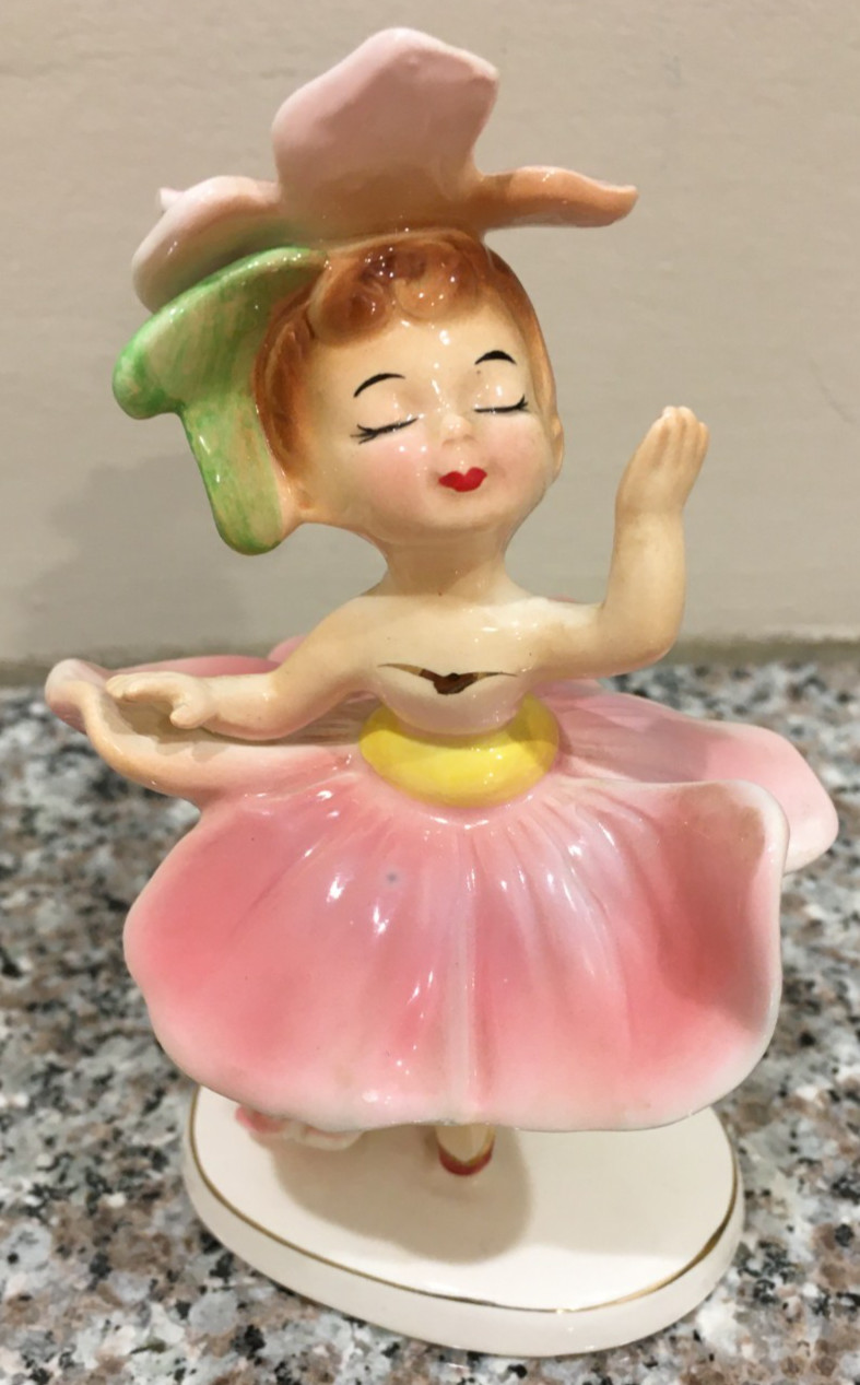 Vintage Geo Z Lefton 1957 Flower Ballerina Japan 595 Ceramic Figurine RARE!