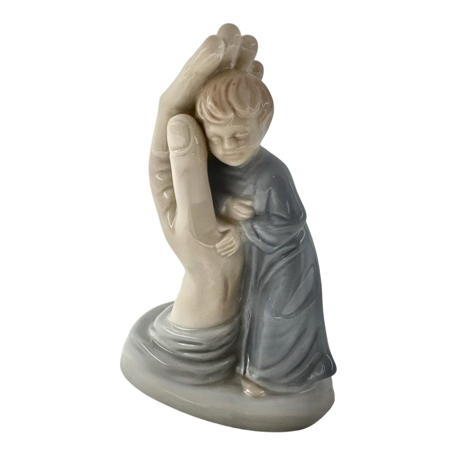 Religious Roman Porcelain Figurine IN THE PALM of MY HAND Christian Boy Figure