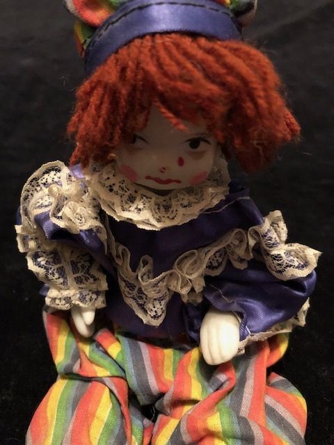 Vintage Sad Girl Clown / Approx 9″ L ong x 3-3/4″ Wide / Used in Fair Condition