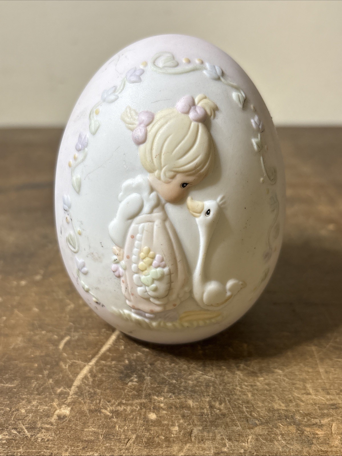 Precious Moments Girl W/Duck Make A Joyful Noise Easter 1993 3 1/2″ T Special Ed