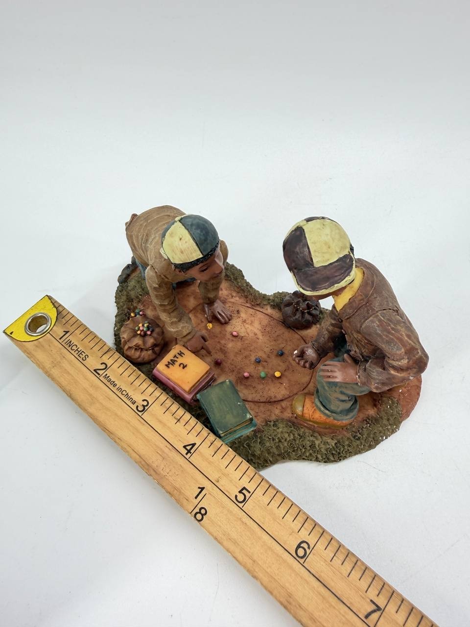 Young’s The Playoff Figurine 1997 Resin Boys Playing Marbles #31957 New Box
