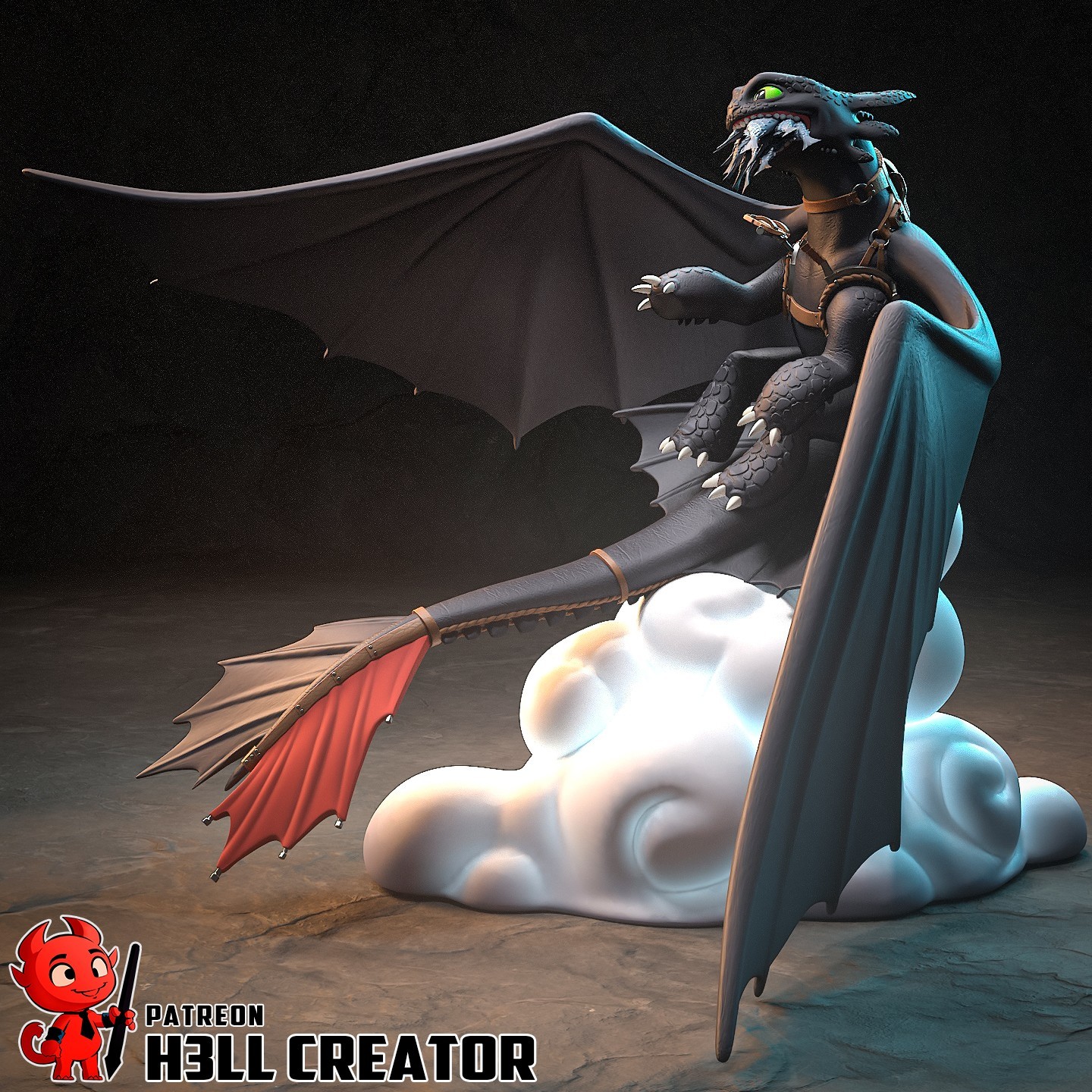 Toothless-How to Train Your Dragon 1/32 Scale Statue 3DPrint Model Kit Unpainted