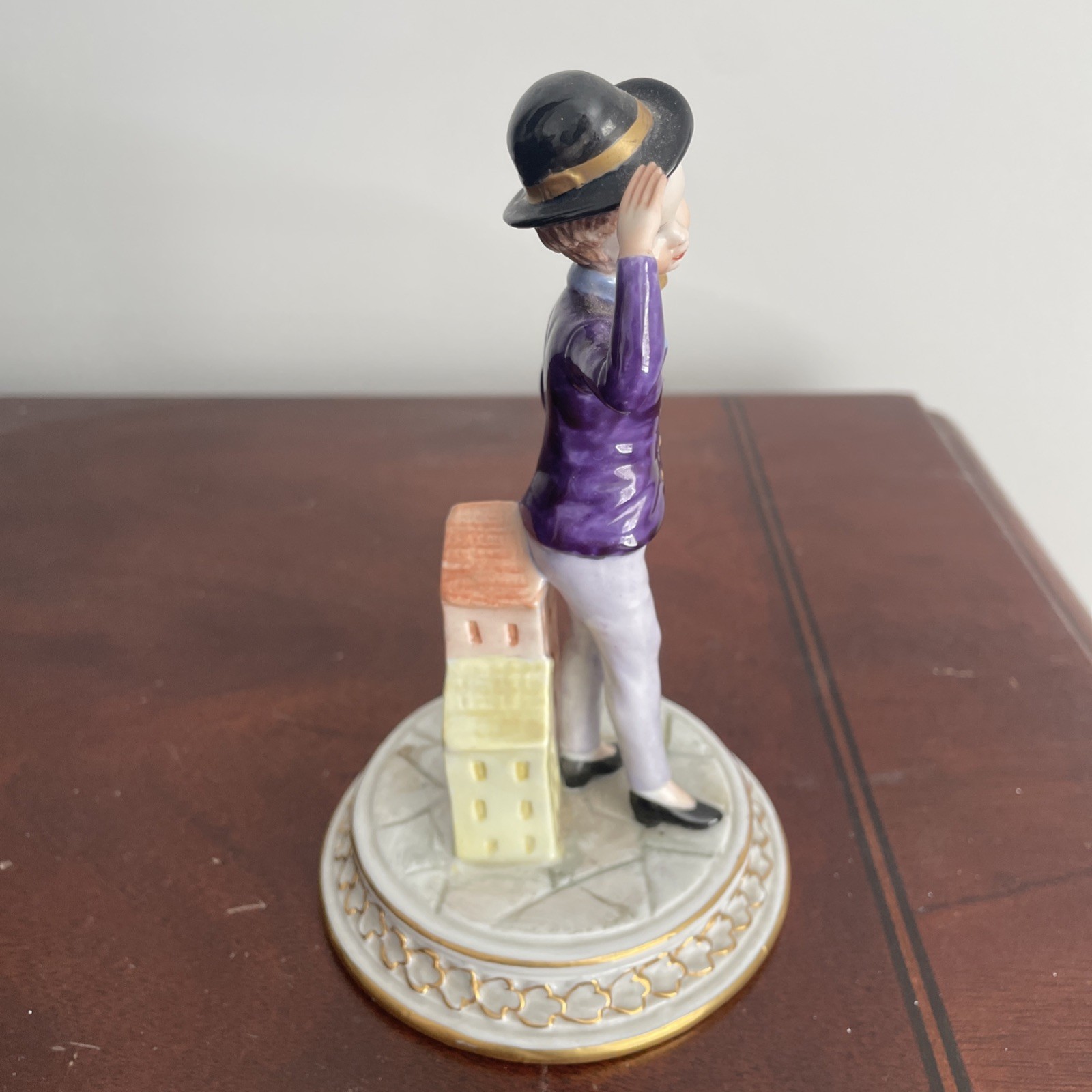 Vintage Capodimonte 6” Porcelain Young Boy Street Performer Figurine Italy