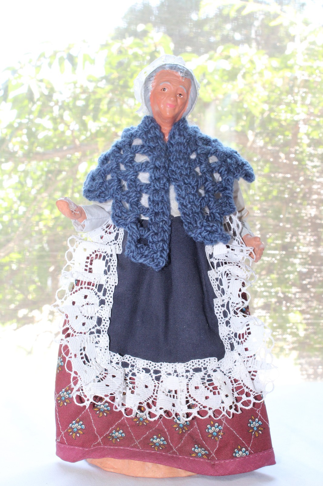 Vintage Santon de Provence Yolande France Figurine Old Woman 10.5″ Terracotta