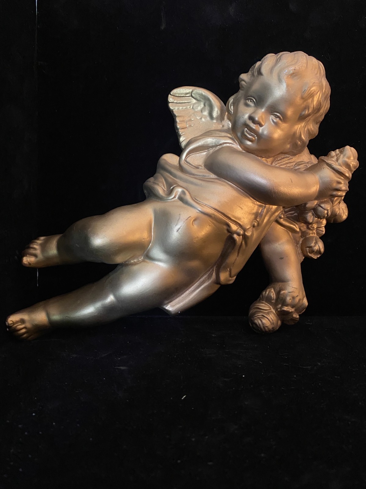 Vintage Plaster 12″ Cherub Wall Plaque- Nice!