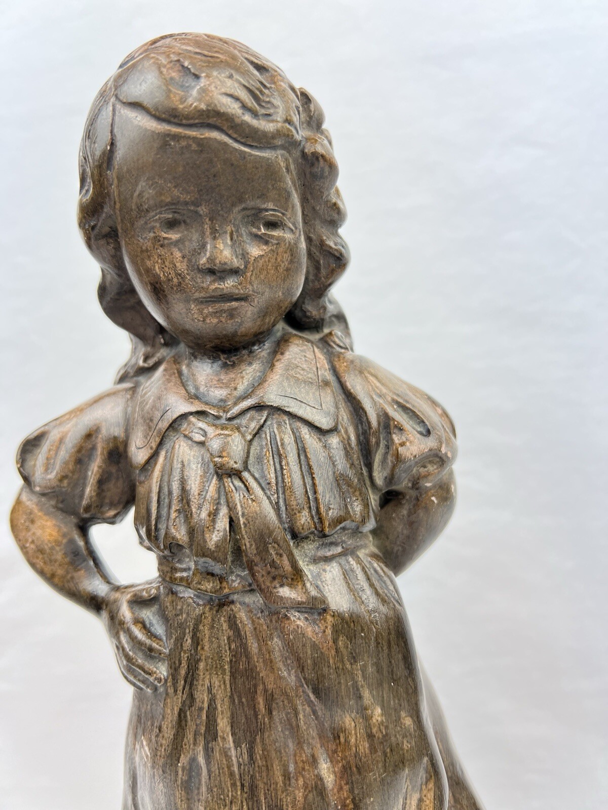 Antique Plaster School Child French Statue Chateau Style Art Deco 1900’s Figure