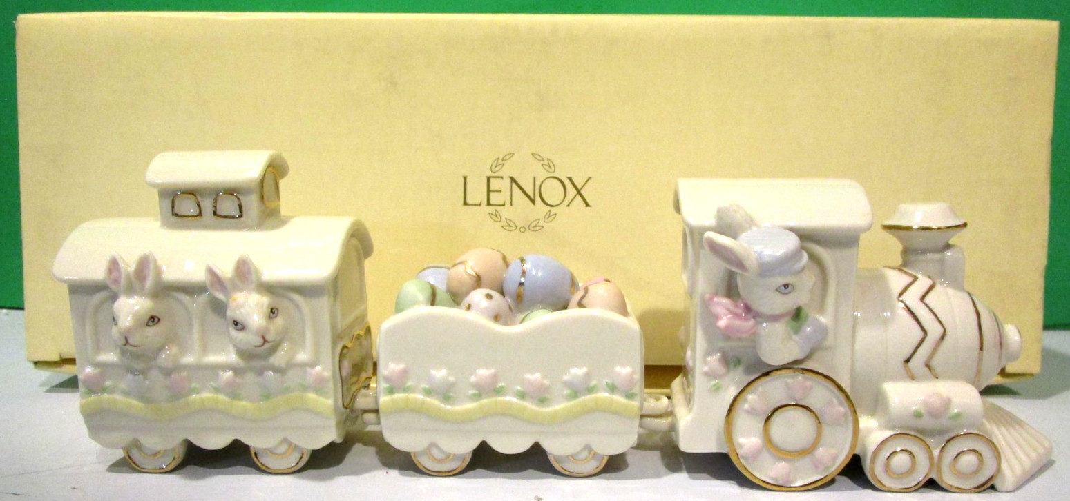LENOX OCCASIONS EASTER TRAIN — — 3 piece Rabbit EGG sculpture — — NEW in BOX