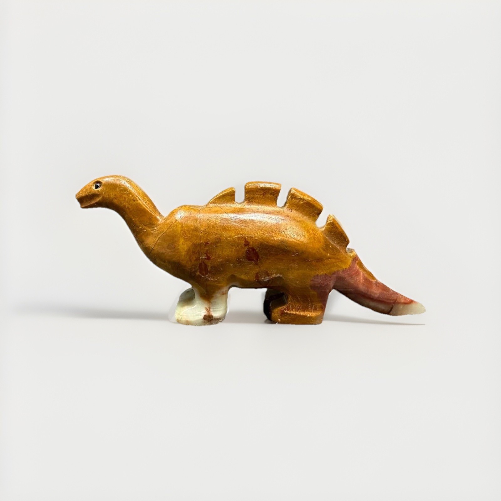 Vintage Carved Stone Dinosaur Figurine Stegosaurus Sculpture Decor Animal