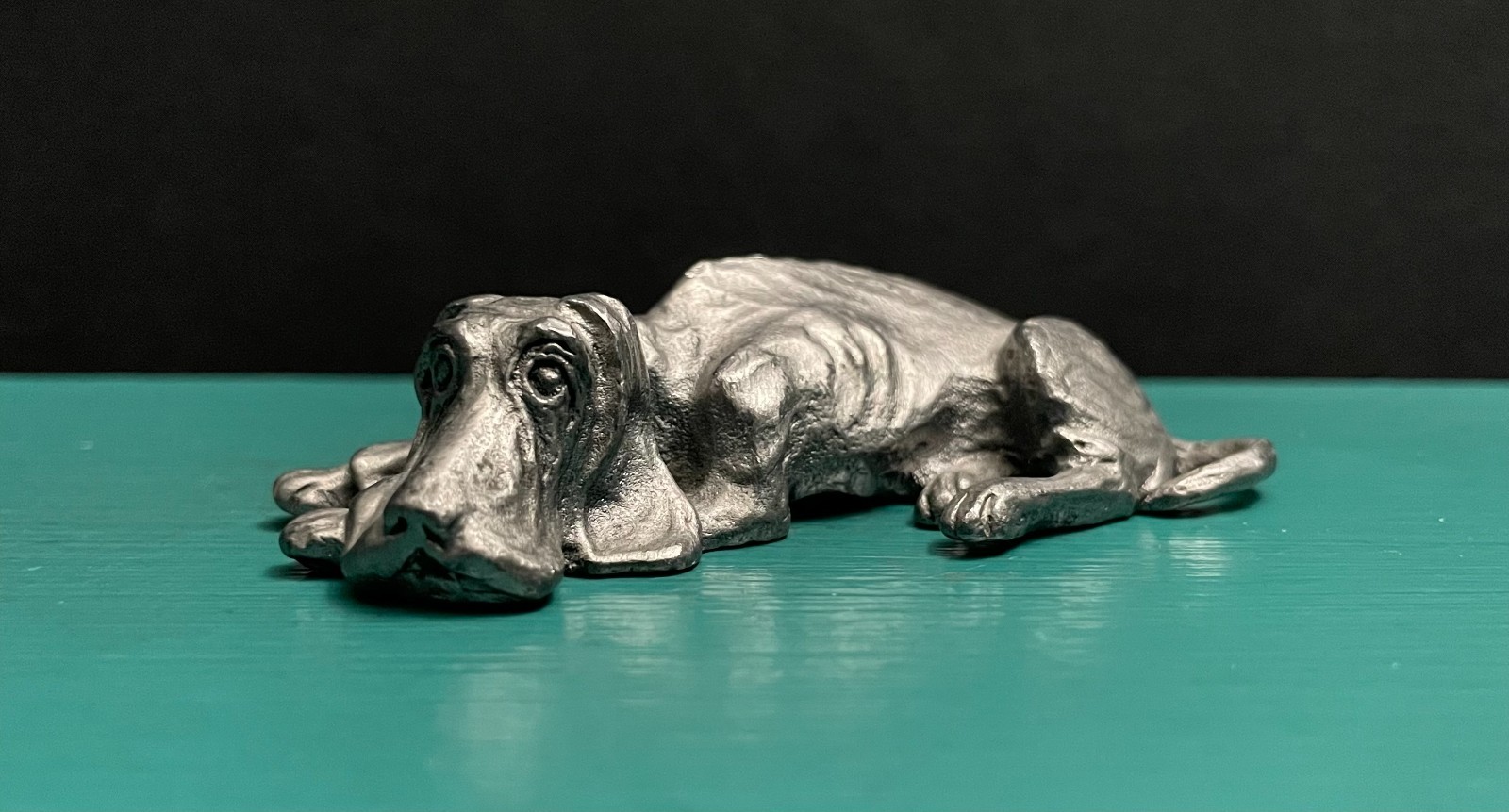 Michael Ricker Pewter Hunting Farm Ranch Puppy Dog Bloodhound Coonhound Figurine