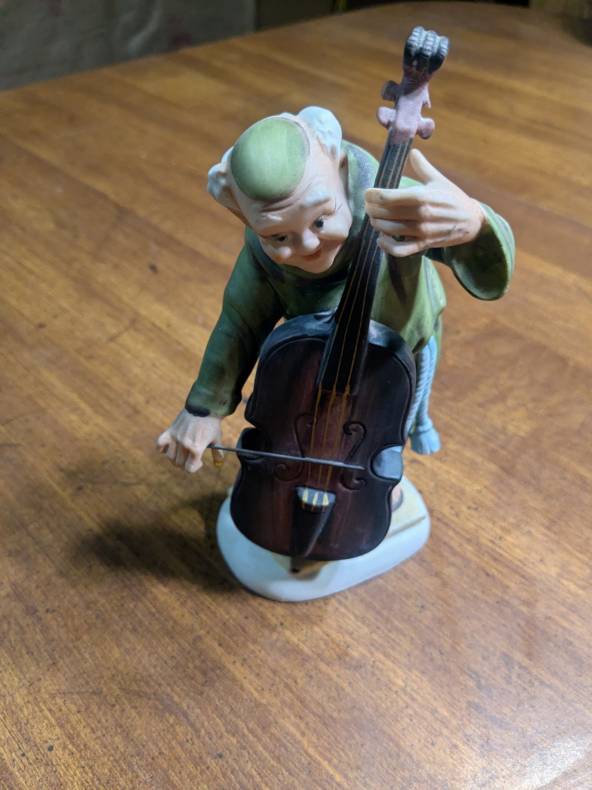 Vintage Porcelain Cellist Figurine 7.5″ Musician Statue Hand Painted